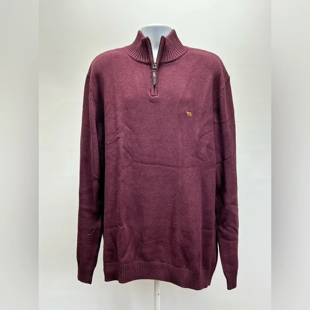 RODD & GUNN Men’s Deep cranberry 1/4‎ zip pullover sweater size 3XL.
